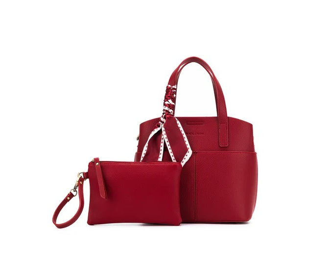 Black Caviar Handbag Amelie Deep Red