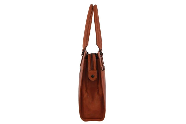 Pierre Cardin Leather Computer Tote Bag - Cognac