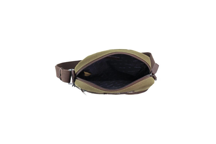 Police Rustic Canvas Messenger Business Bag - Dark Olive