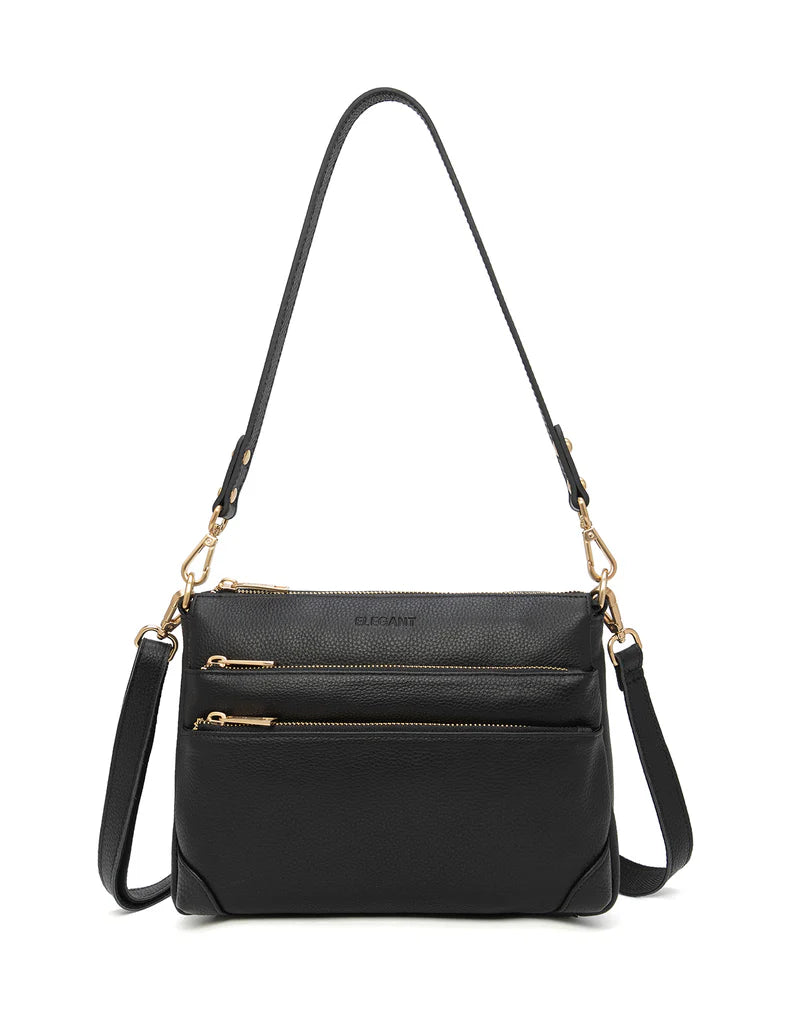 Elegant Handbag Faith Leather Cross body - Black