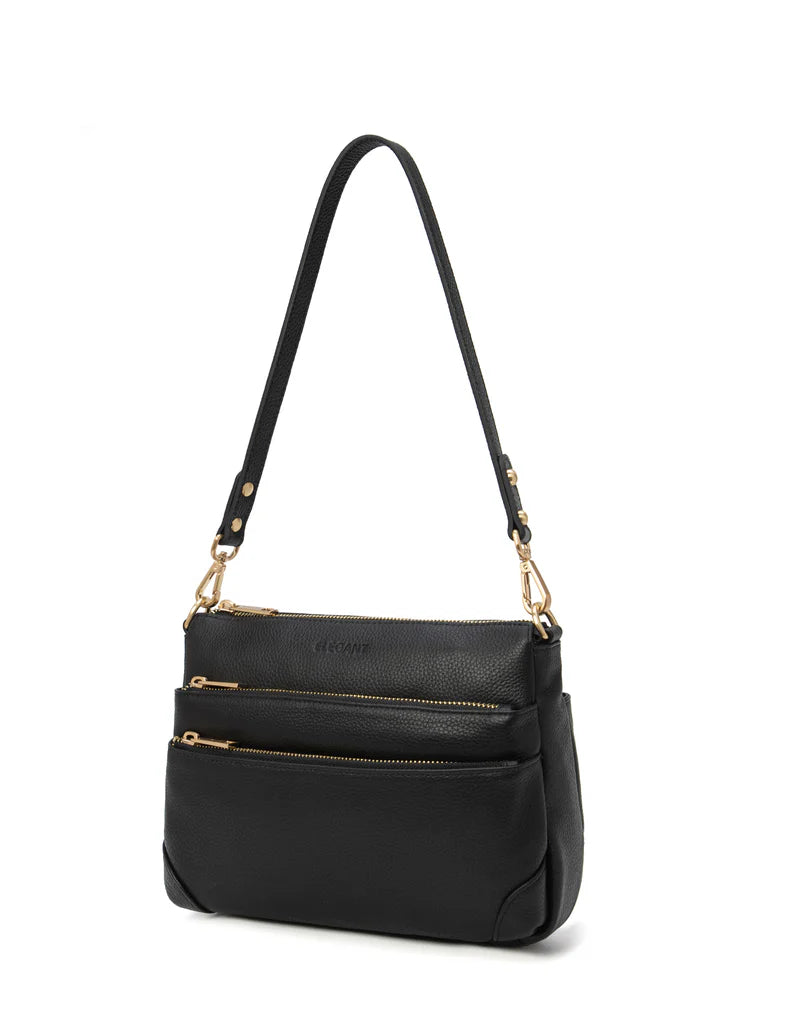 Elegant Handbag Faith Leather Cross body - Black