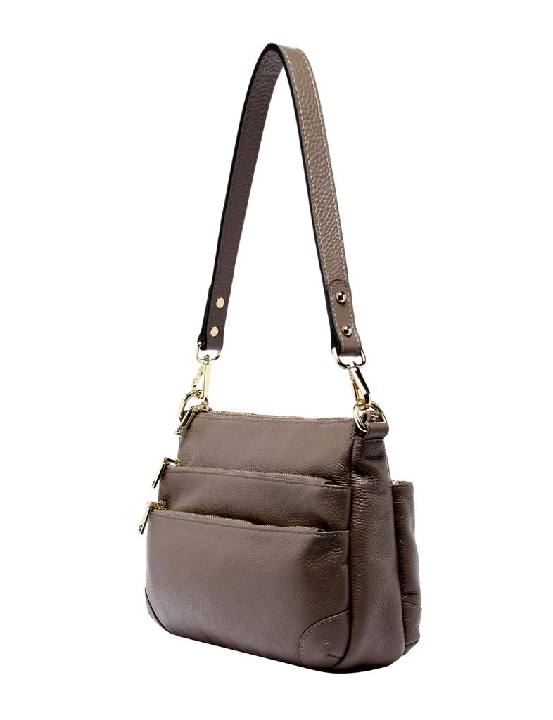 Elegant Handbag Faith Leather Crossbody - Mushroom