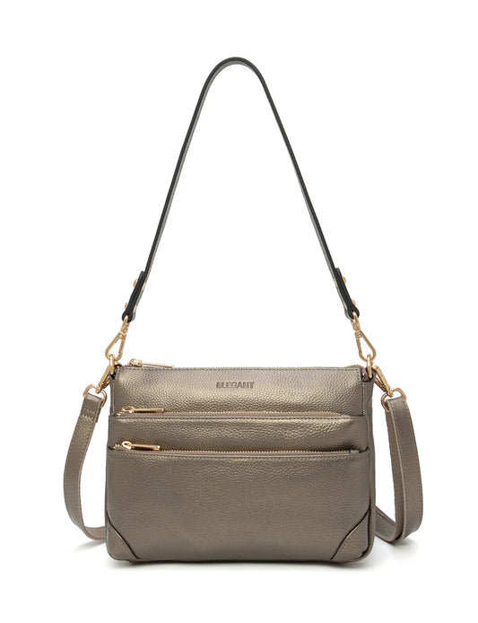 Elegant Handbag Faith Leather Crossbody - Pewter