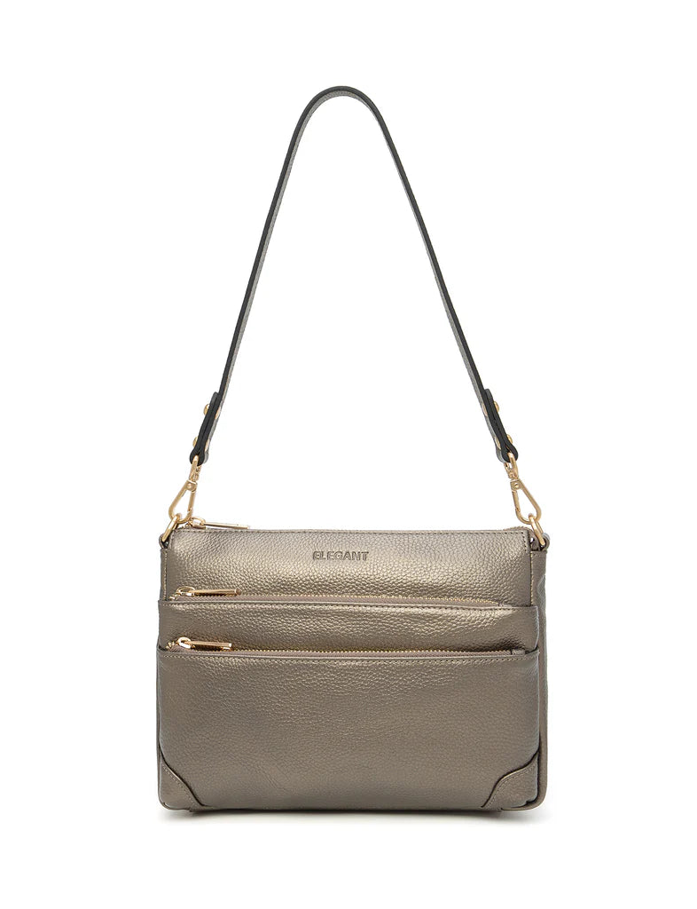 Elegant Handbag Faith Leather Crossbody - Pewter