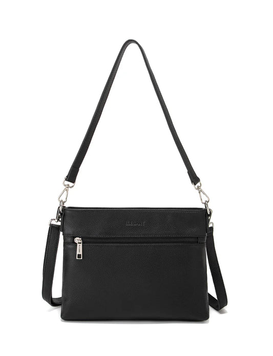 Elegant Handbag Vicky Leather Crossbody - Black