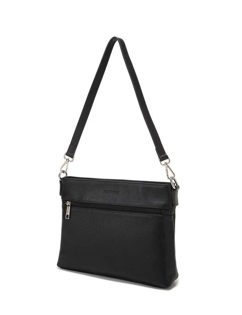 Elegant Handbag Vicky Leather Crossbody - Black