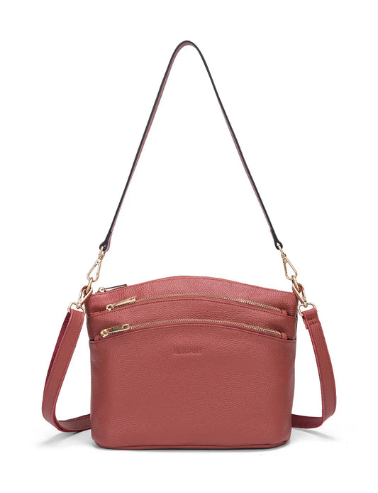 Elegant Handbag Grace Leather Crossbody - Brick