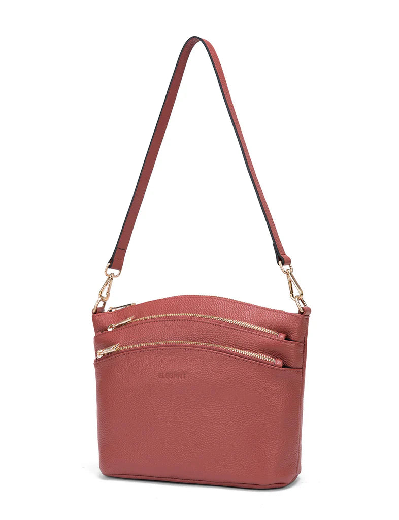 Elegant Handbag Grace Leather Crossbody - Brick