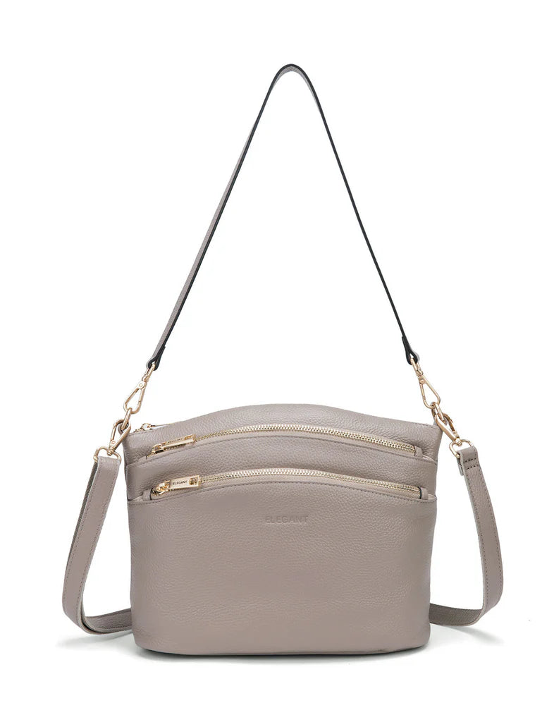 Elegant Handbag Grace Leather Crossbody - Mocha