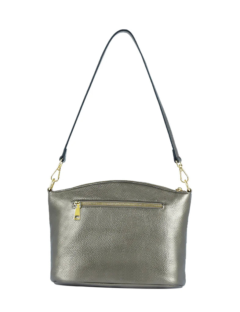 Elegant Handbag Grace Leather Crossbody - Pewter