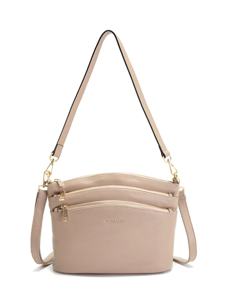 Elegant Handbag Grace Leather Crossbody - Putty