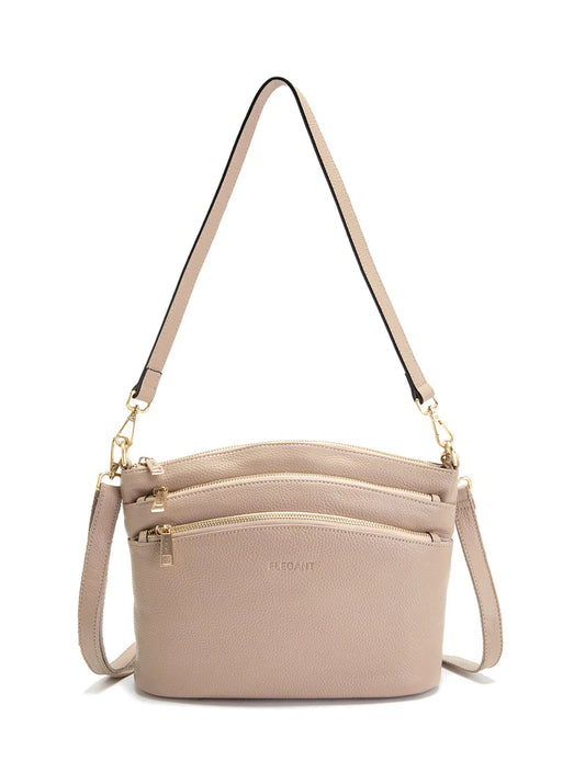 Elegant Handbag Grace Leather Crossbody - Putty