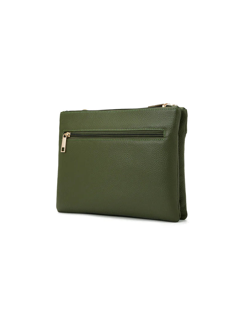 Elegant Handbag Flynn Leather Crossbody - Olive