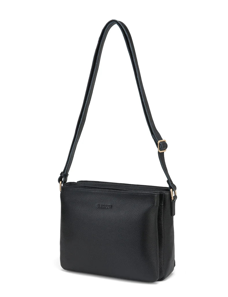 Elegant Handbag Josephine Triple Compartment Crossbody - Black