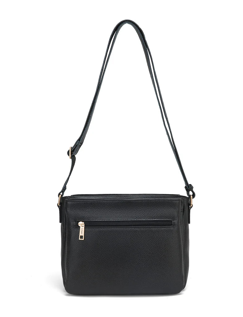 Elegant Handbag Josephine Triple Compartment Crossbody - Black