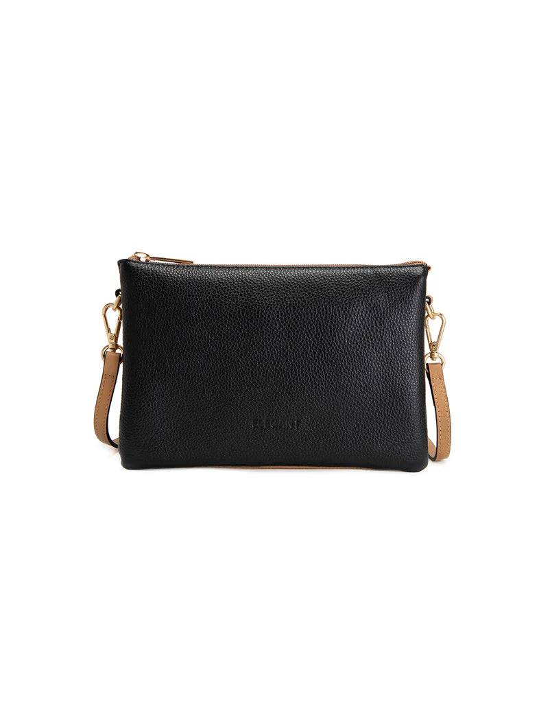 Elegant Handbag Cleo Triple Compartment Crossbody - Black