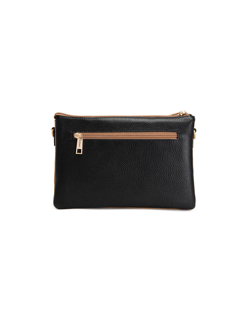 Elegant Handbag Cleo Triple Compartment Crossbody - Black