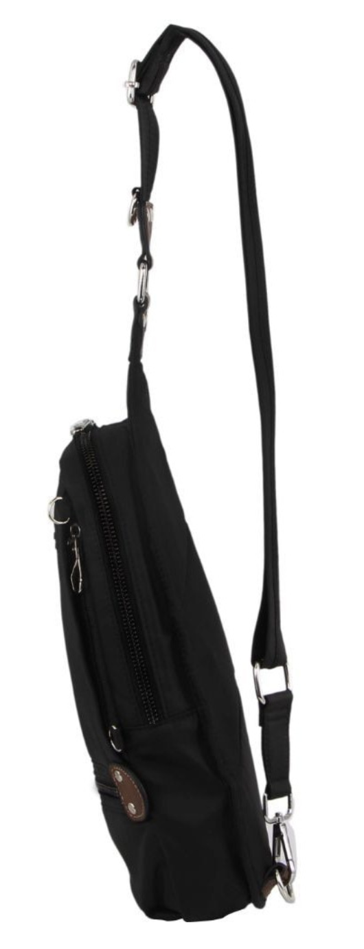 Pierre Cardin Nylon Anti-Theft Cross Body Bag - Black