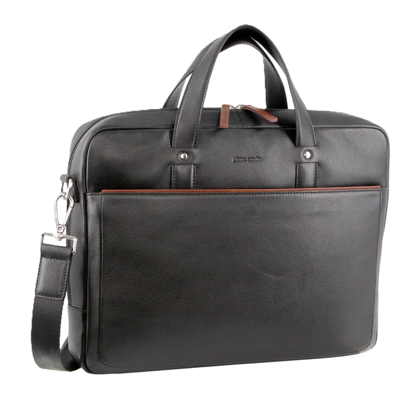 Pierre Cardin Leather Multi-Compartment Business Bag - Black