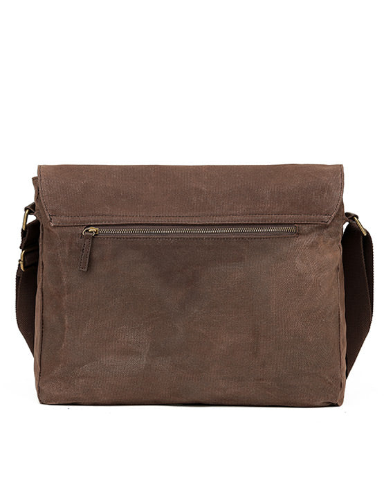 Tosca Waxed Canvas Messenger Bag Brown