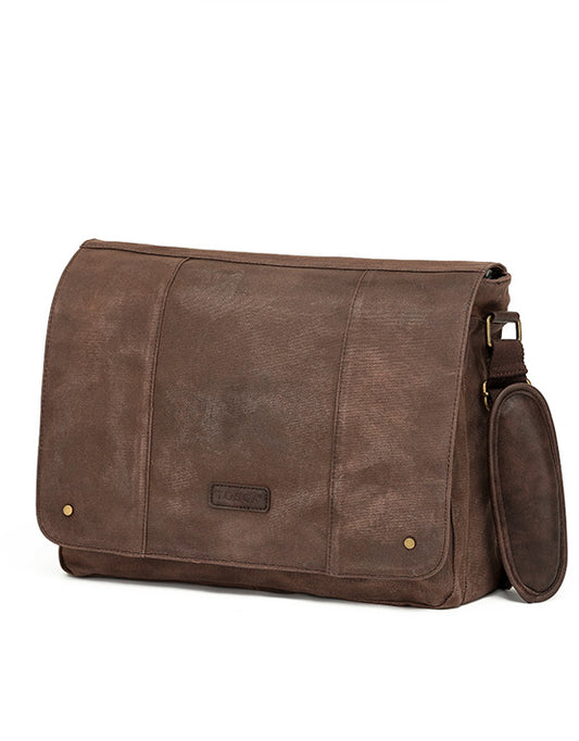 Tosca Waxed Canvas Messenger Bag Brown