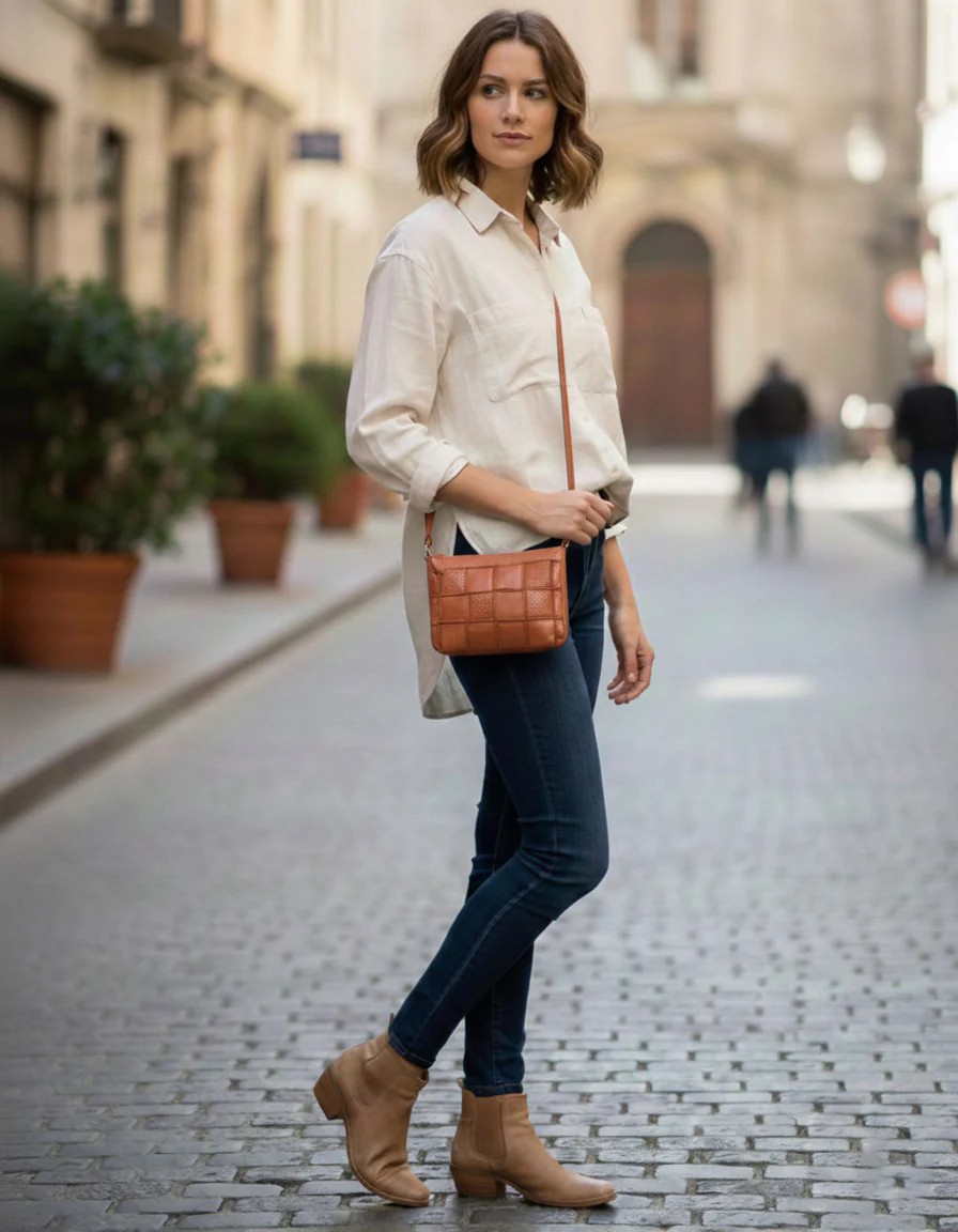 Saddle & Sash Handbag A0012 Tan
