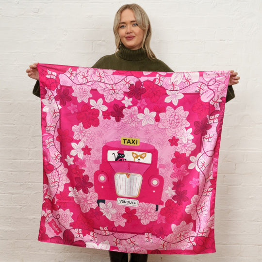 Vendula Pink Ribbon Square Scarf