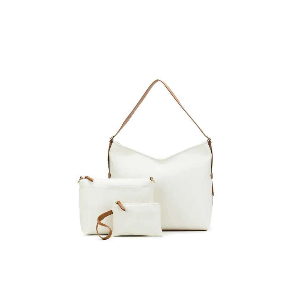 Black Caviar Handbag Madeleine White/Tan