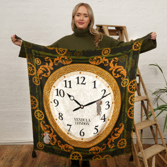 Vendula Tick Tock Clock Satin Scarf